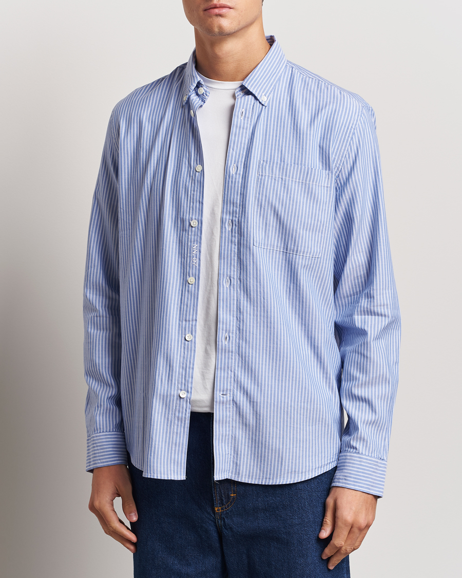 Uomini |  | NN07 | Arne Tencel Striped Shirt Blue/White