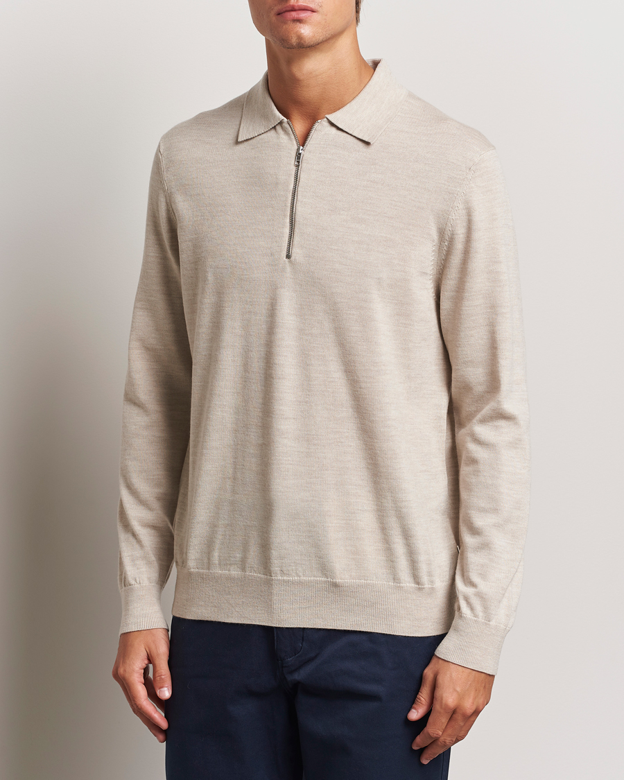 Uomini |  | NN07 | Sergio Half Zip Light Khaki Melange