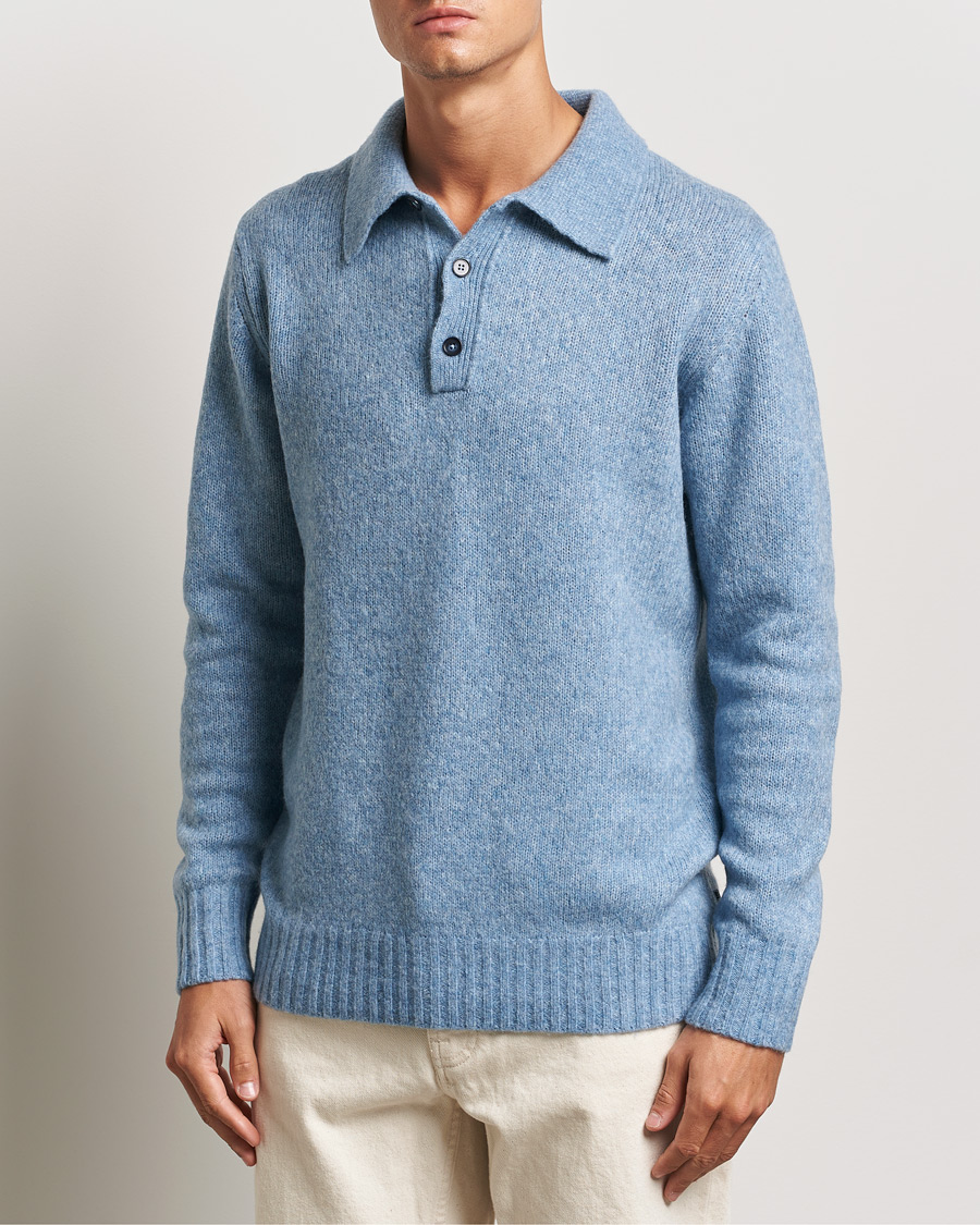 Uomini |  | NN07 | Lee Brushed Wool Polo Tink Blue