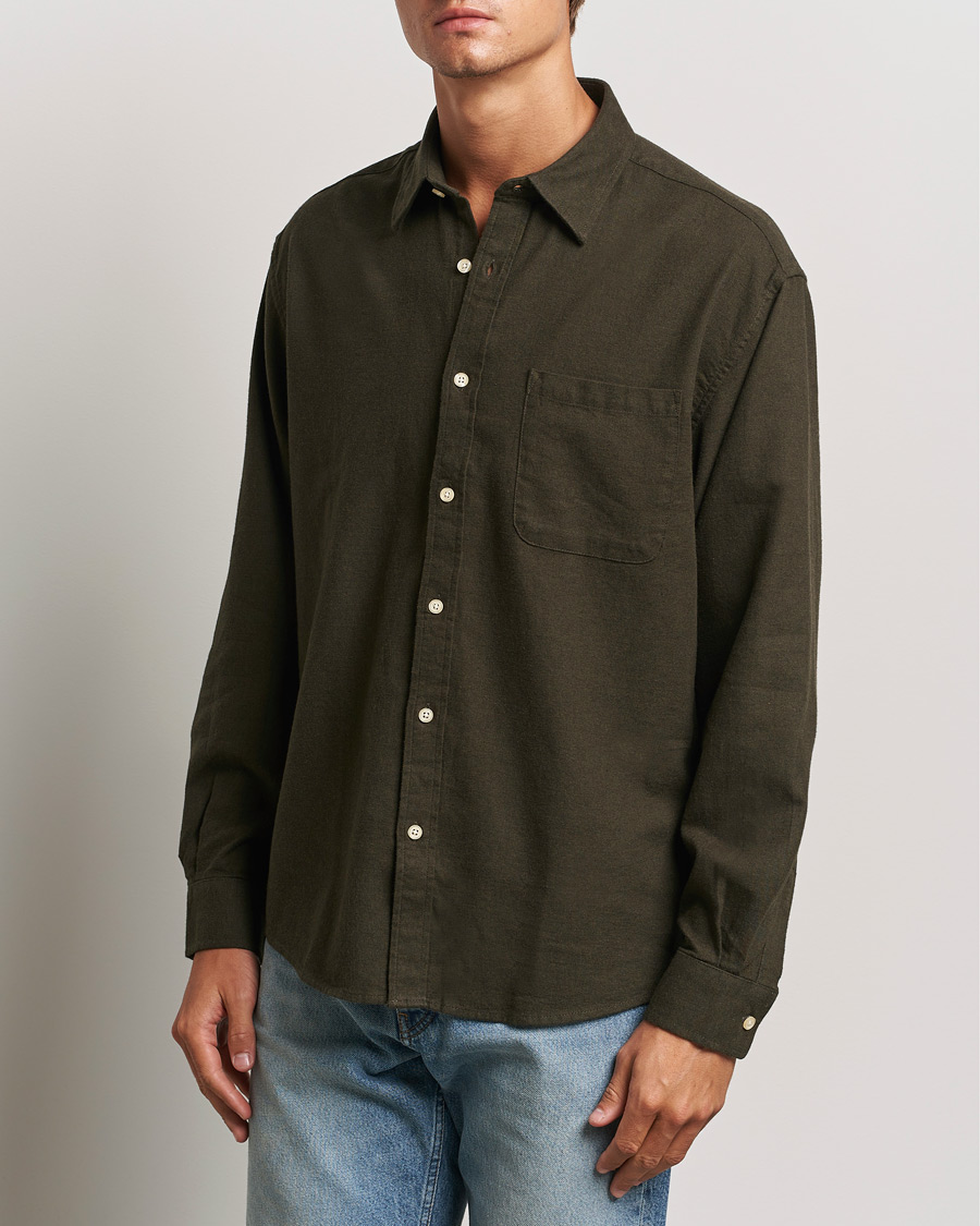 Uomini | Business & Beyond - Casual | NN07 | Deon Flannel Shirt Dark Army