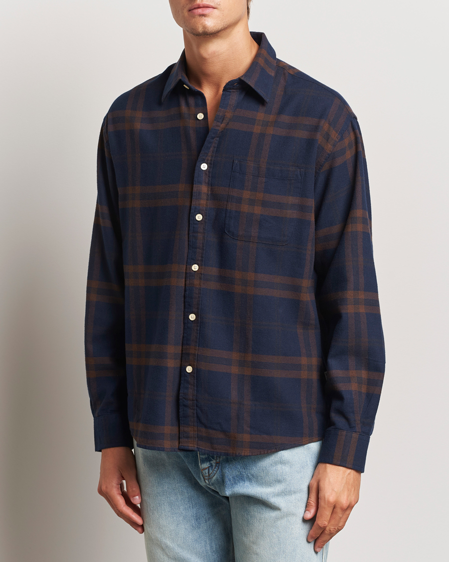 Uomini | Business & Beyond - Casual | NN07 | Deon Flannel Shirt Blue/Brown