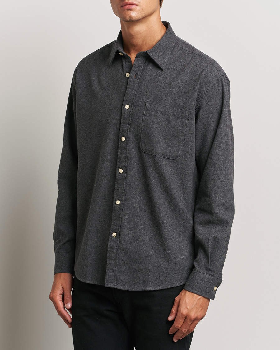 Uomini | Business & Beyond - Casual | NN07 | Deon Flannel Shirt Dark Grey Melange