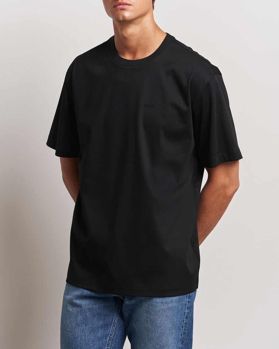 Uomini |  | NN07 | Nat Logo Mercerized Crew Neck T-Shirt Black