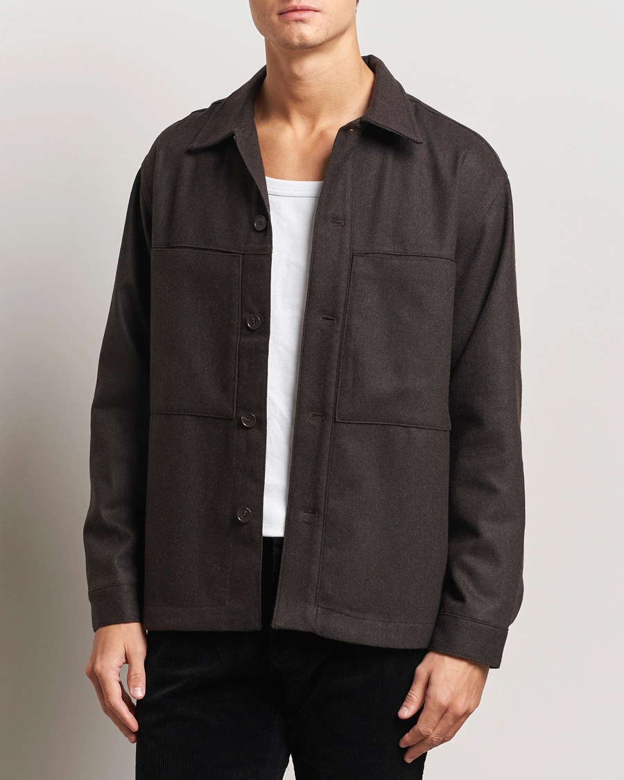 Uomini | NN07 | NN07 | Isak Wool Overshirt Dark Brown