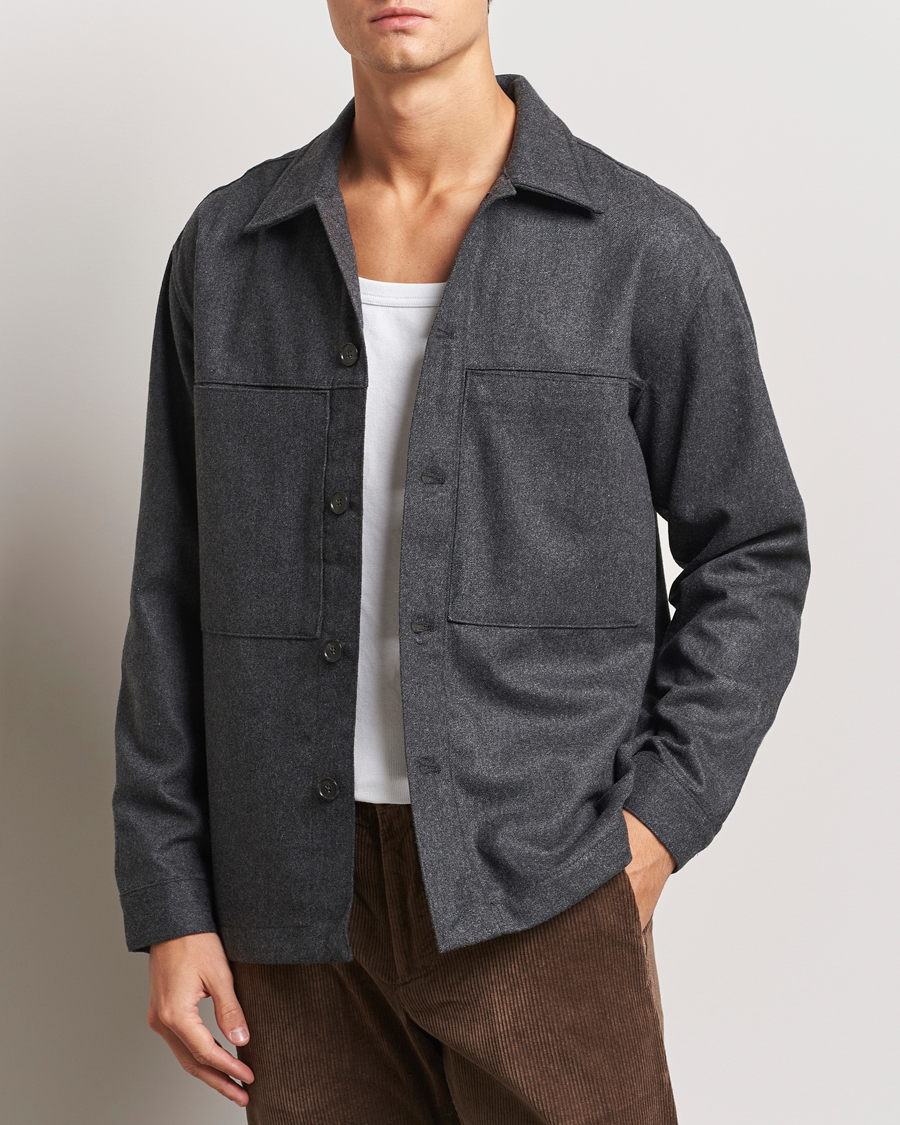 Uomini | NN07 | NN07 | Isak Wool Overshirt Grey Melange