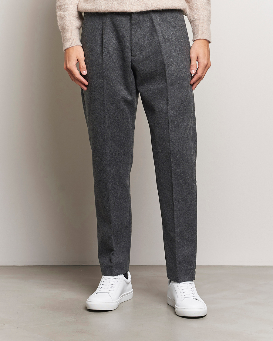 Uomini | NN07 | NN07 | Bill Wool Pleated Trousers Grey Melange