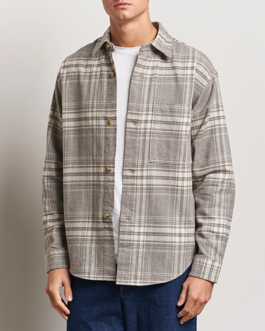 Uomini | Camicie | NN07 | Adwin Checked Flannel Overshirt Grey/White