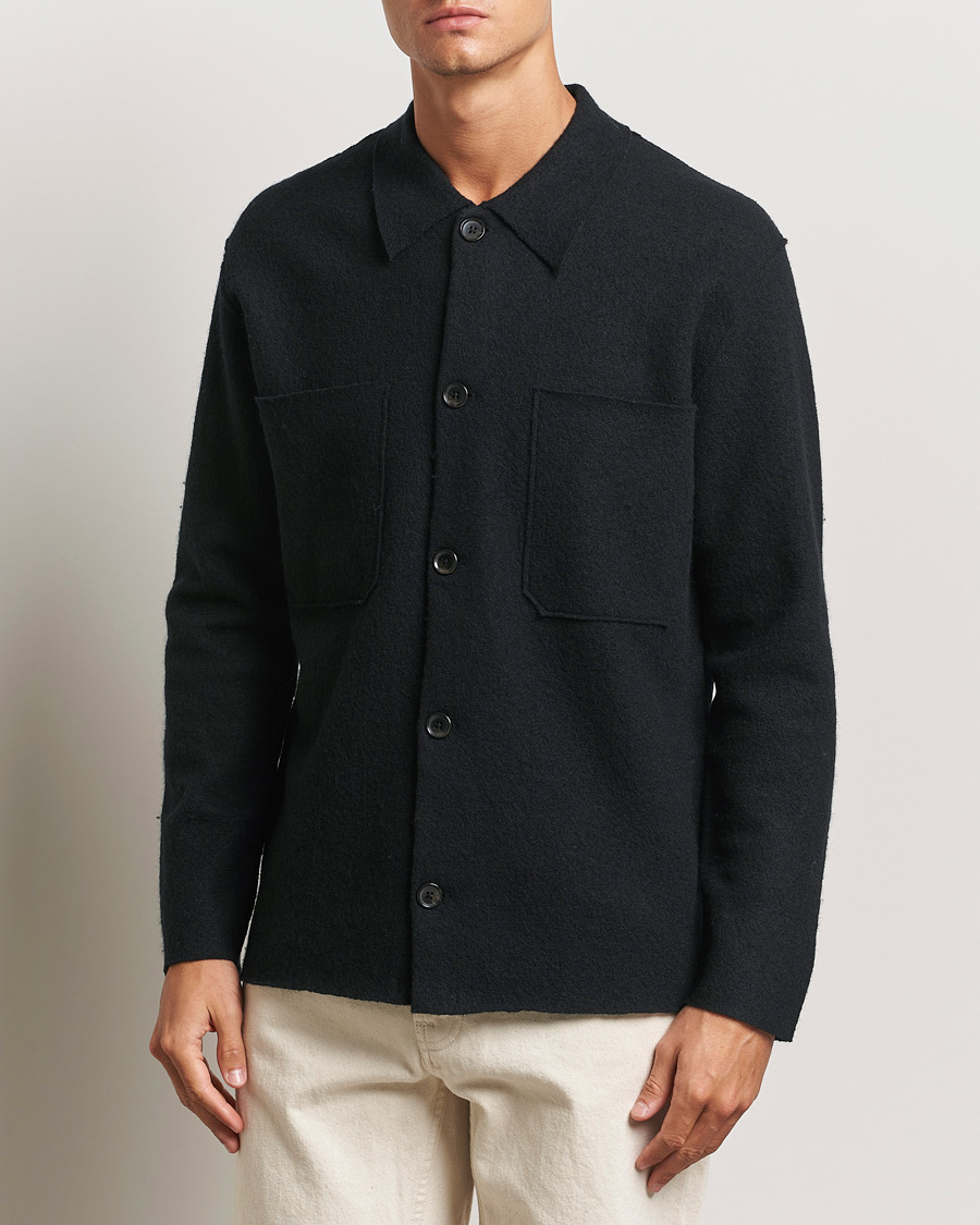 Uomini | Cardigan | NN07 | Jonas Boiled Wool Cardigan Black