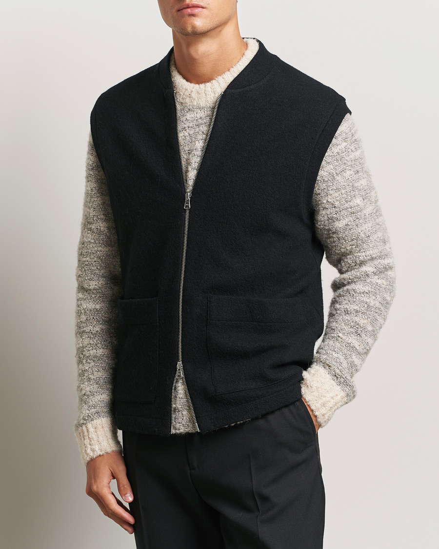 Uomini | Pullover | NN07 | Boiled Wool Vest Black