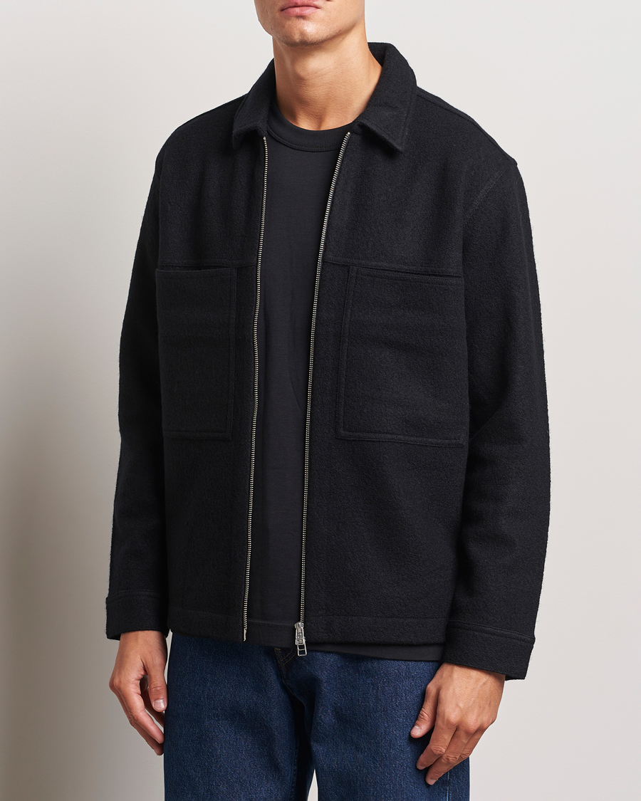 Uomini | Full-zip | NN07 | Isak Boiled Wool Full Zip Black