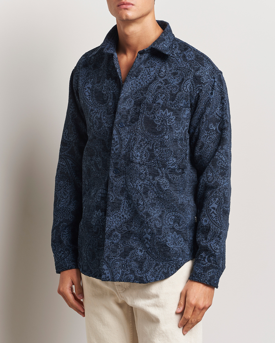 Uomini |  | NN07 | Adwin Flower Overshirt Navy Blue