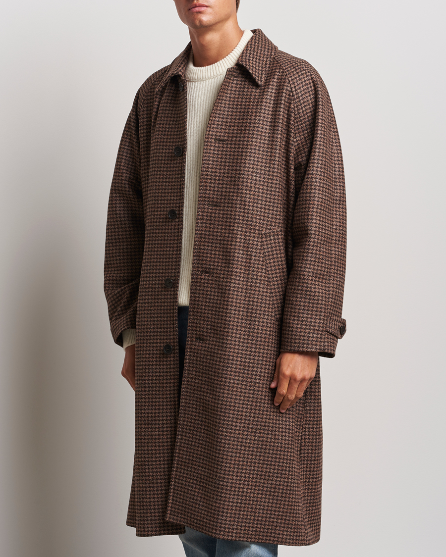 Uomini | Cappotti | Nudie Jeans | Will Dogtooth Check Coat Brown