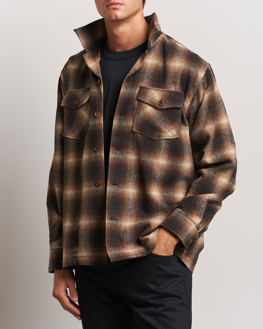 Uomini | Giacche a camicia | Nudie Jeans | Vincent Shadow Check Overshirt Brown/Beige