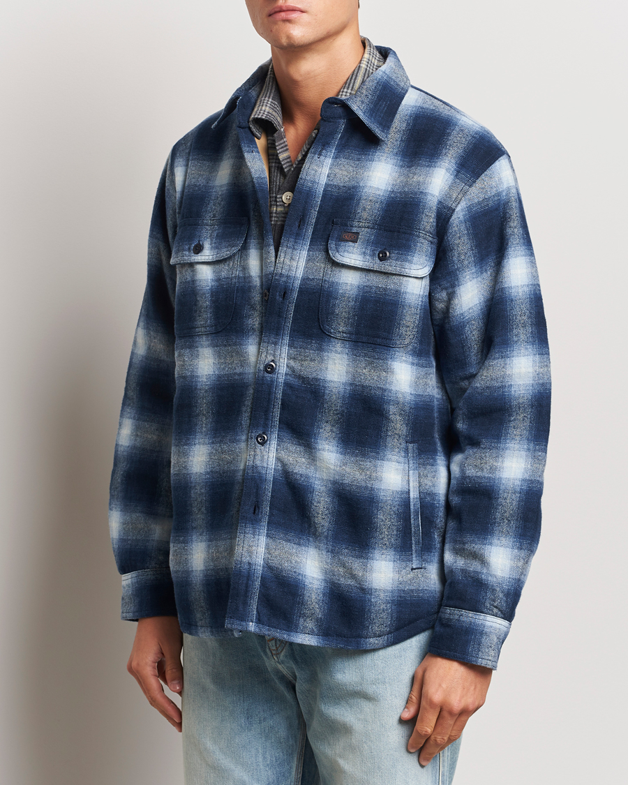 Uomini | Business & Beyond - Casual | Nudie Jeans | Glenn Padded Checked Shirt Jacket Blue