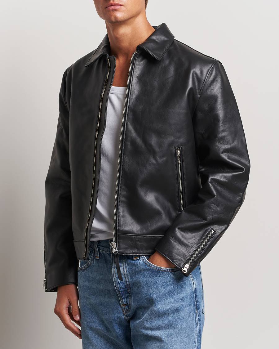 Uomini | Giacche in pelle scamosciata | Nudie Jeans | Eddy Rider Leather Jacket Black