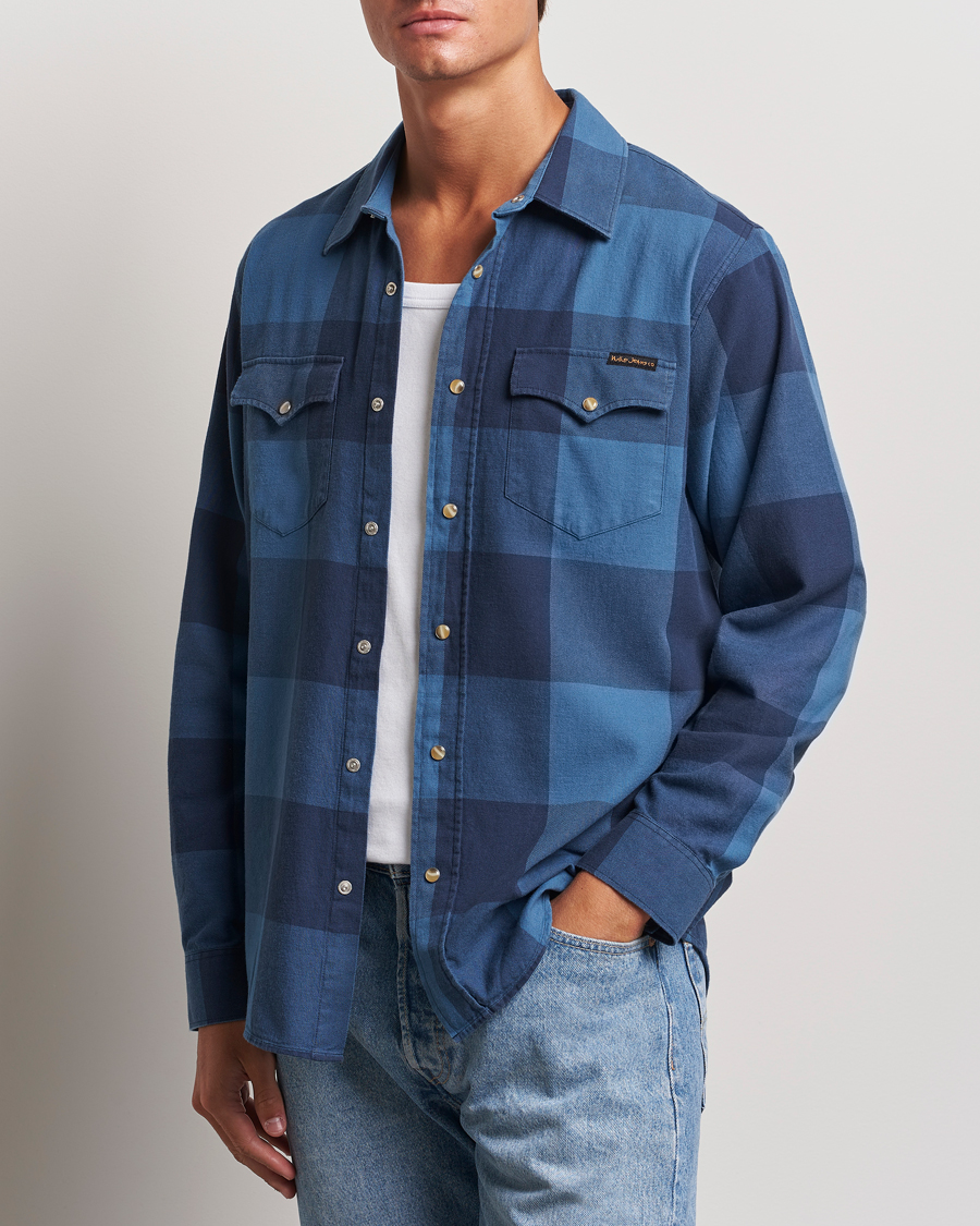 Uomini | Nudie Jeans | Nudie Jeans | George Checked Flannel Shirt Blue