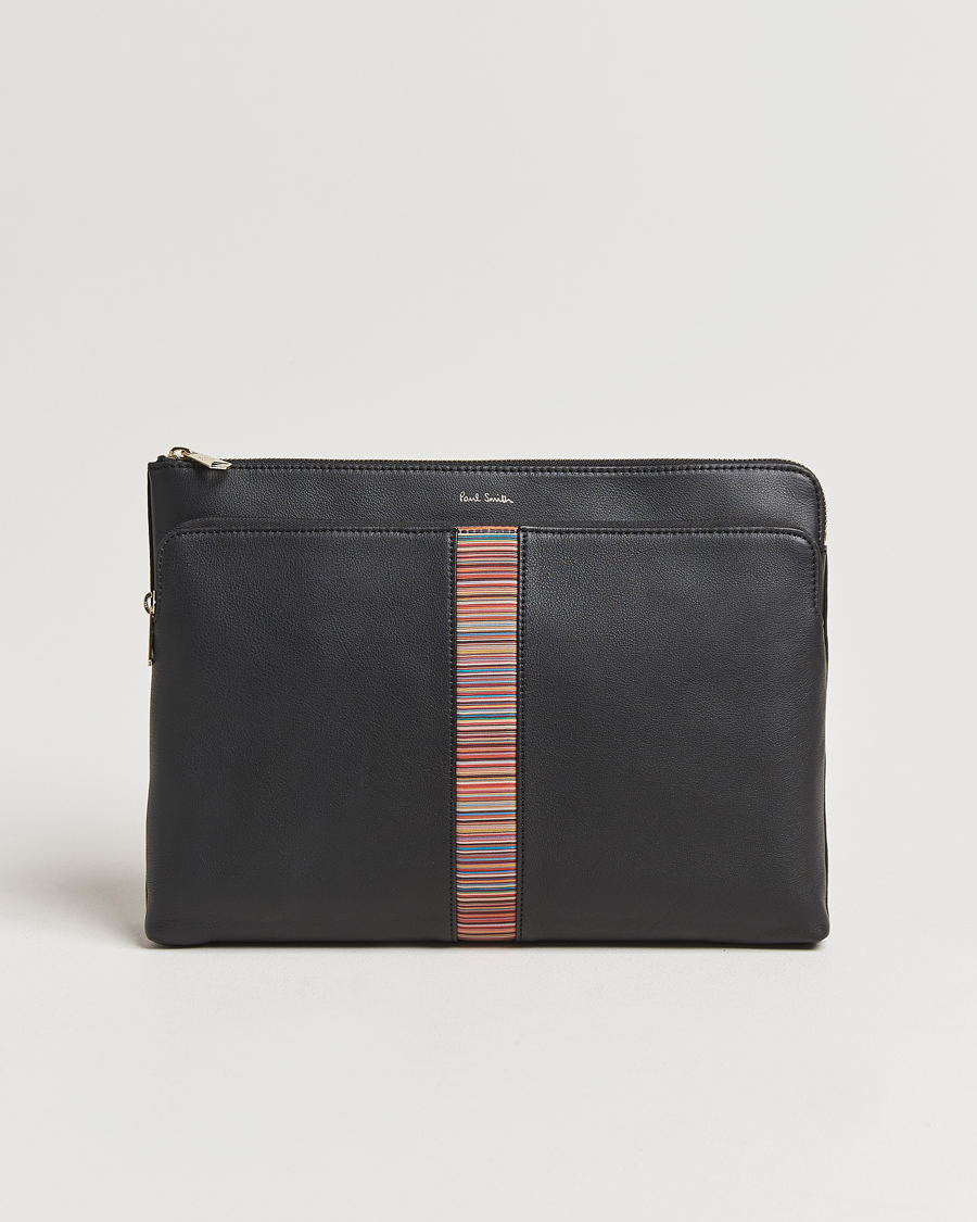 Uomini | Paul Smith Leather Stripe Document Case Black | Paul Smith | Leather Stripe Document Case Black