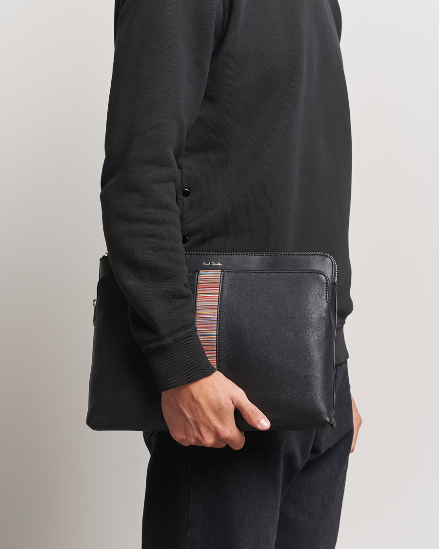 Uomini | Paul Smith Leather Stripe Document Case Black | Paul Smith | Leather Stripe Document Case Black
