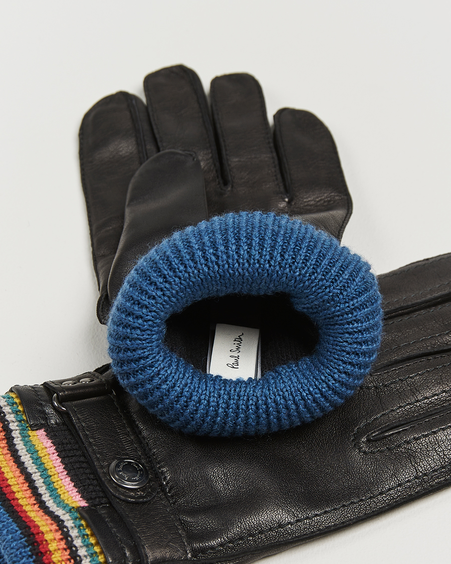 Uomini |  | Paul Smith | Signature Stripe Cuff Leather Glove Black