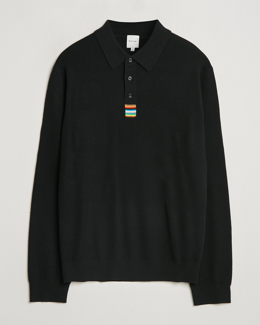Uomini | Maglieria | Paul Smith | Merino Knitted Polo Black