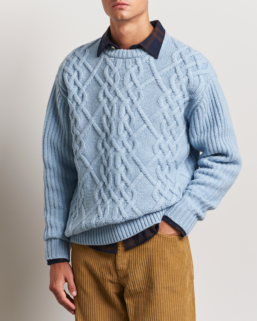 Uomini |  | Drôle de Monsieur | Heavy Cable Knit Pullover Light Blue