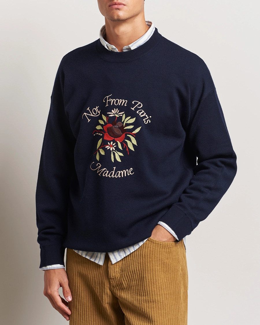 Uomini |  | Drôle de Monsieur | Flower Slogan Pullover Dark Navy