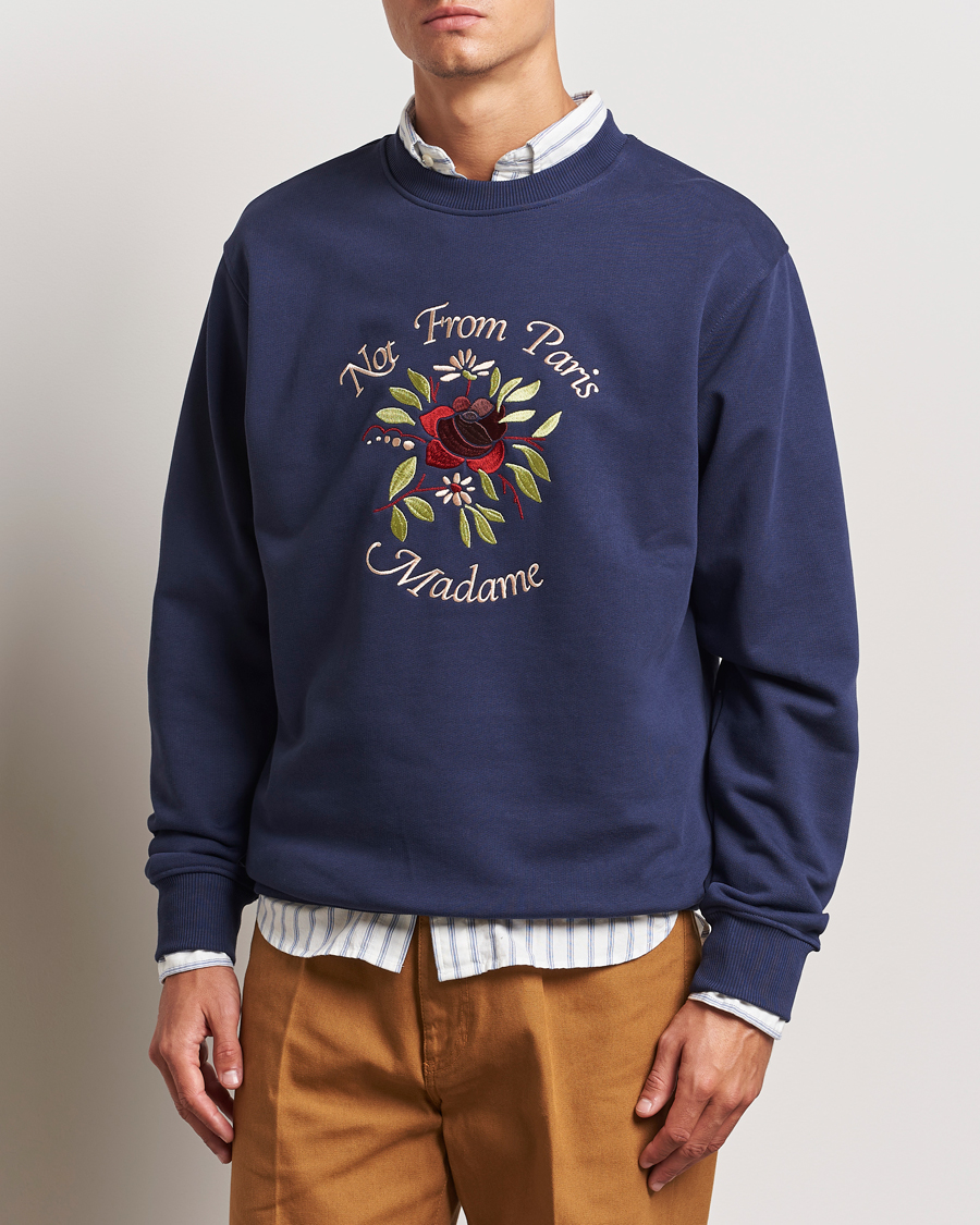 Uomini |  | Drôle de Monsieur | Flower Slogan Sweatshirt Dark Navy