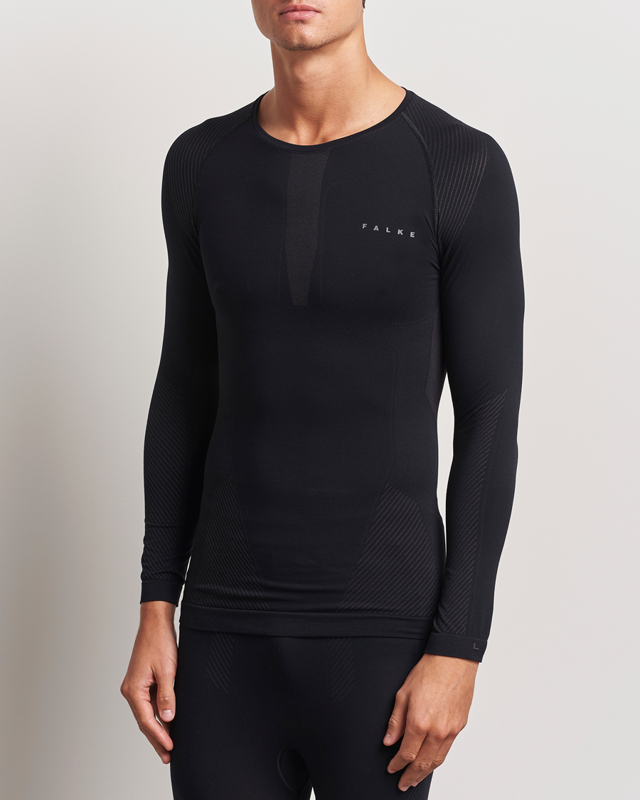 Uomini |  | Falke Sport | Long Sleeve Warm Shirt Black