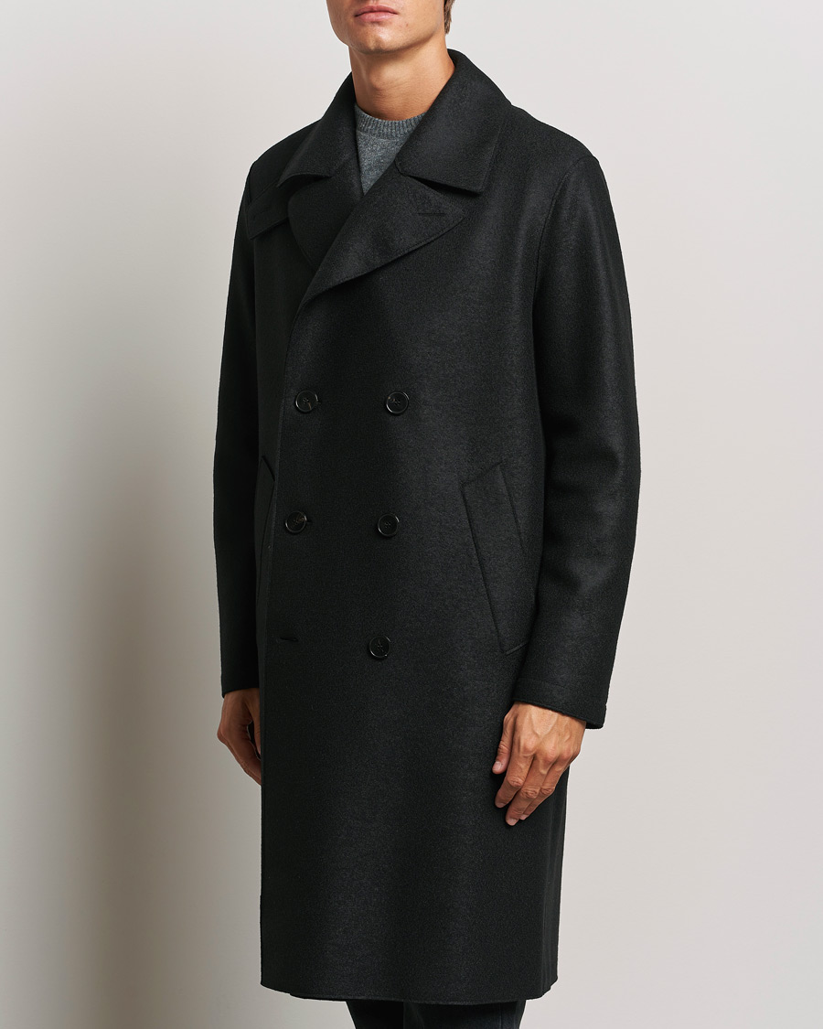 Uomini |  | Harris Wharf London | Pressed Wool Long Peacoat Black