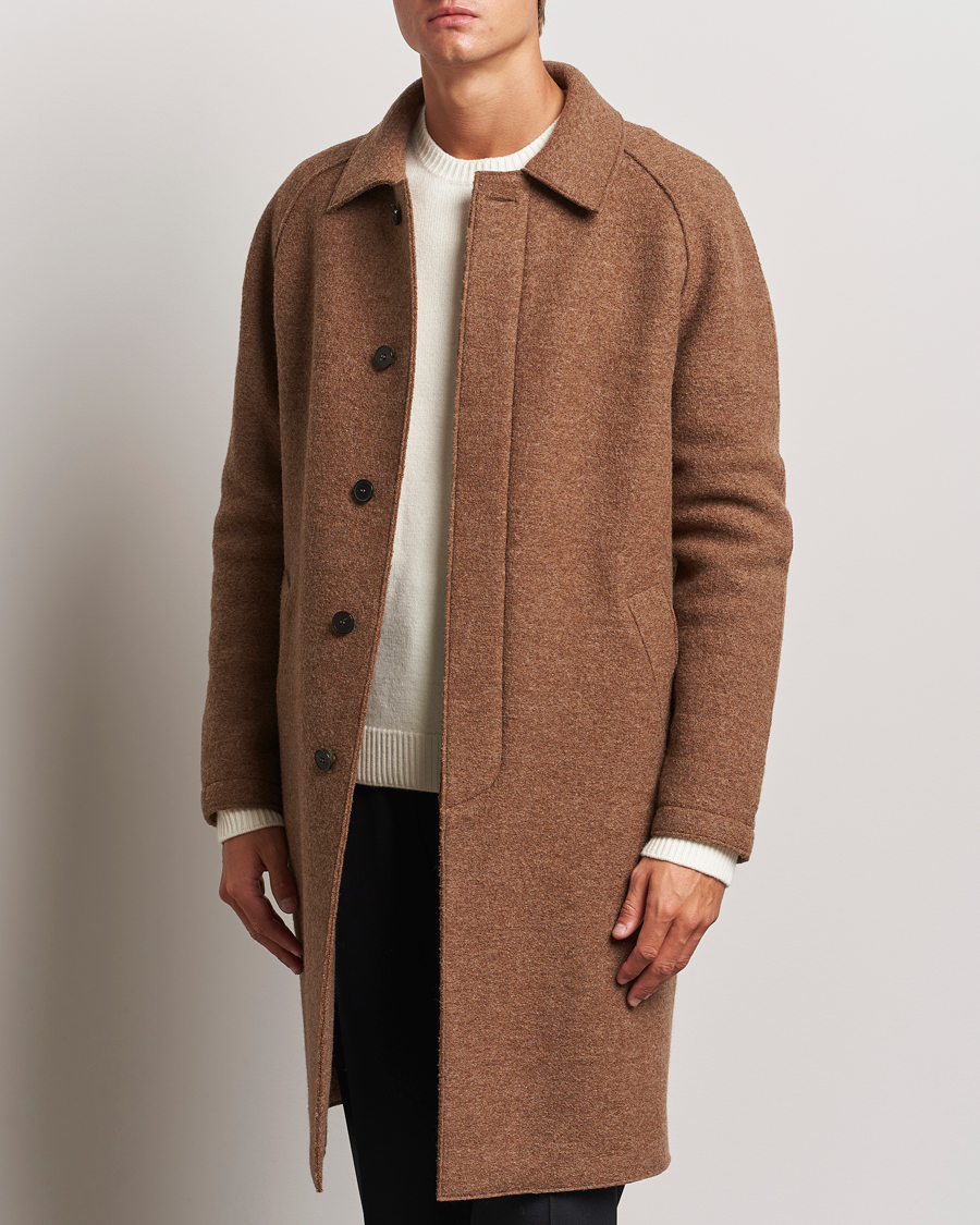 Uomini | Business & Beyond - Casual | Harris Wharf London | Boiled Wool Raglan Coat Caramel Melange