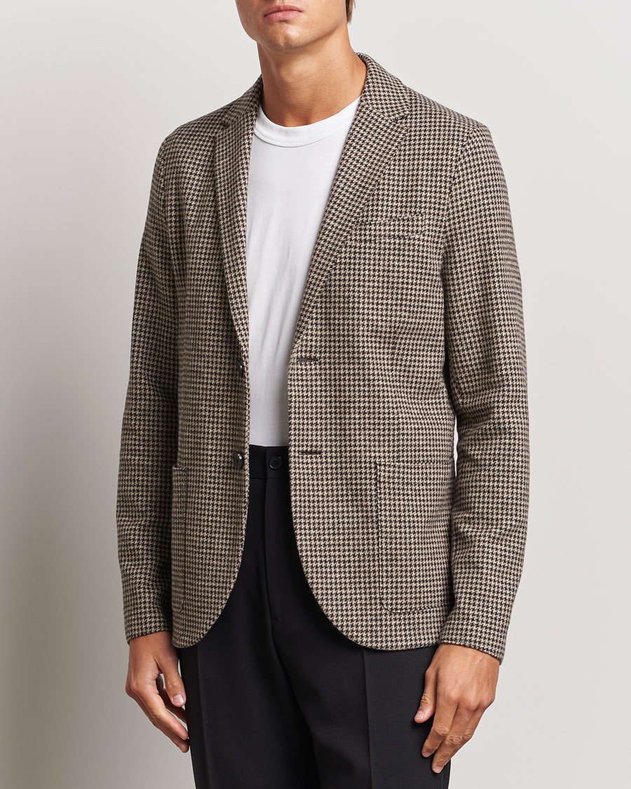 Uomini | Blazers | Harris Wharf London | Two Button Houndstooth Blazer Beige