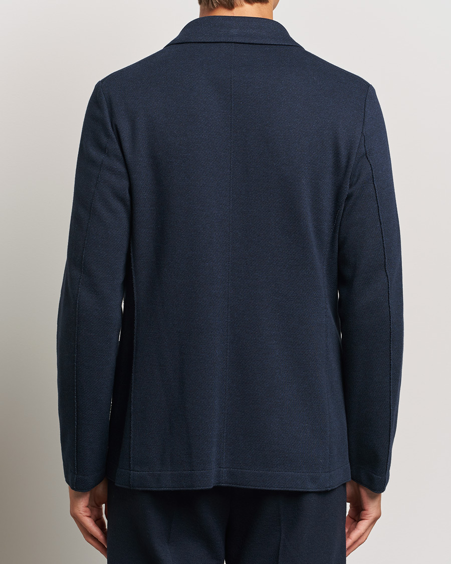 Uomini | Blazers | Harris Wharf London | Double Breasted Peak Lapel Jersey Blazer Navy Twill