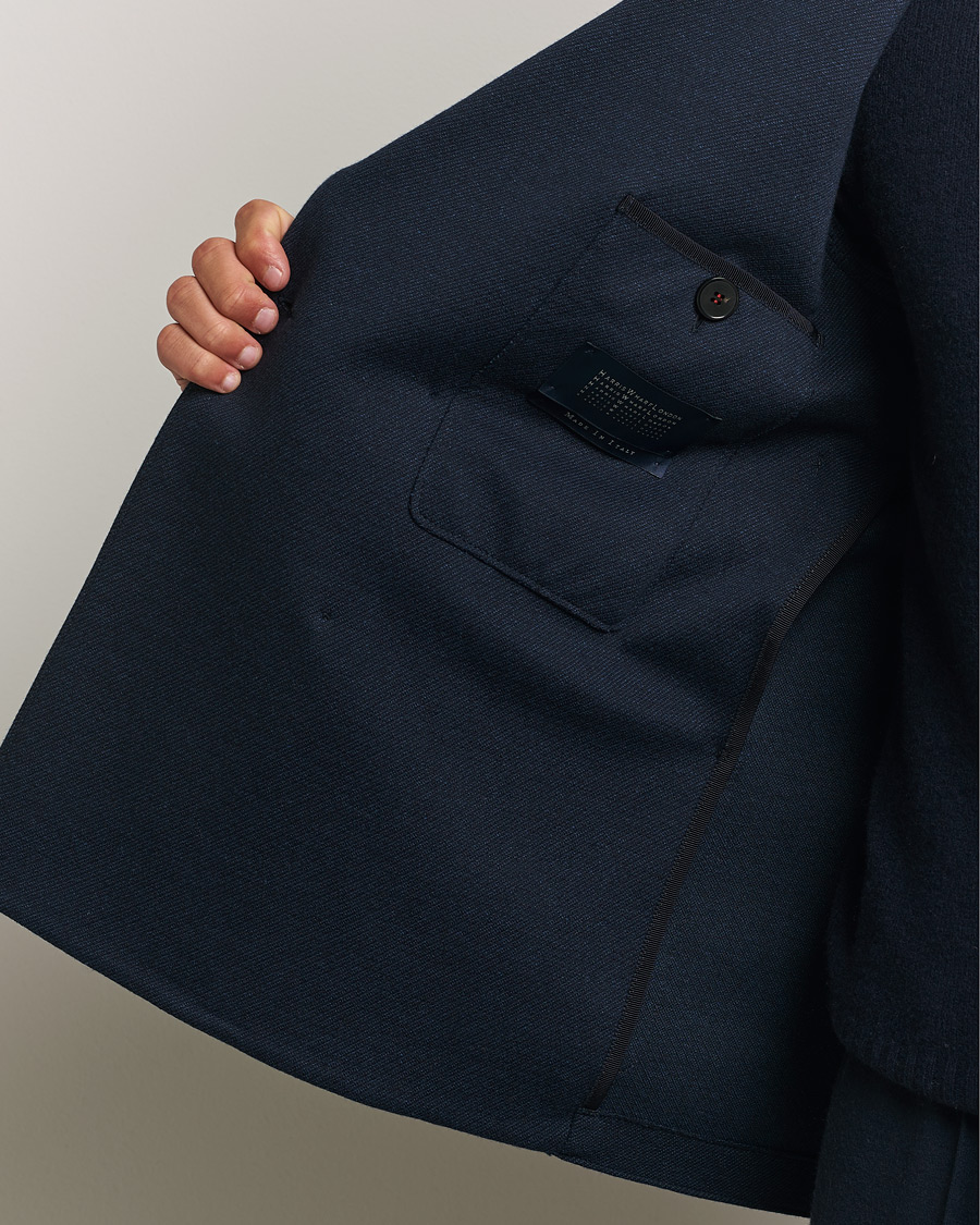 Uomini | Blazers | Harris Wharf London | Double Breasted Peak Lapel Jersey Blazer Navy Twill