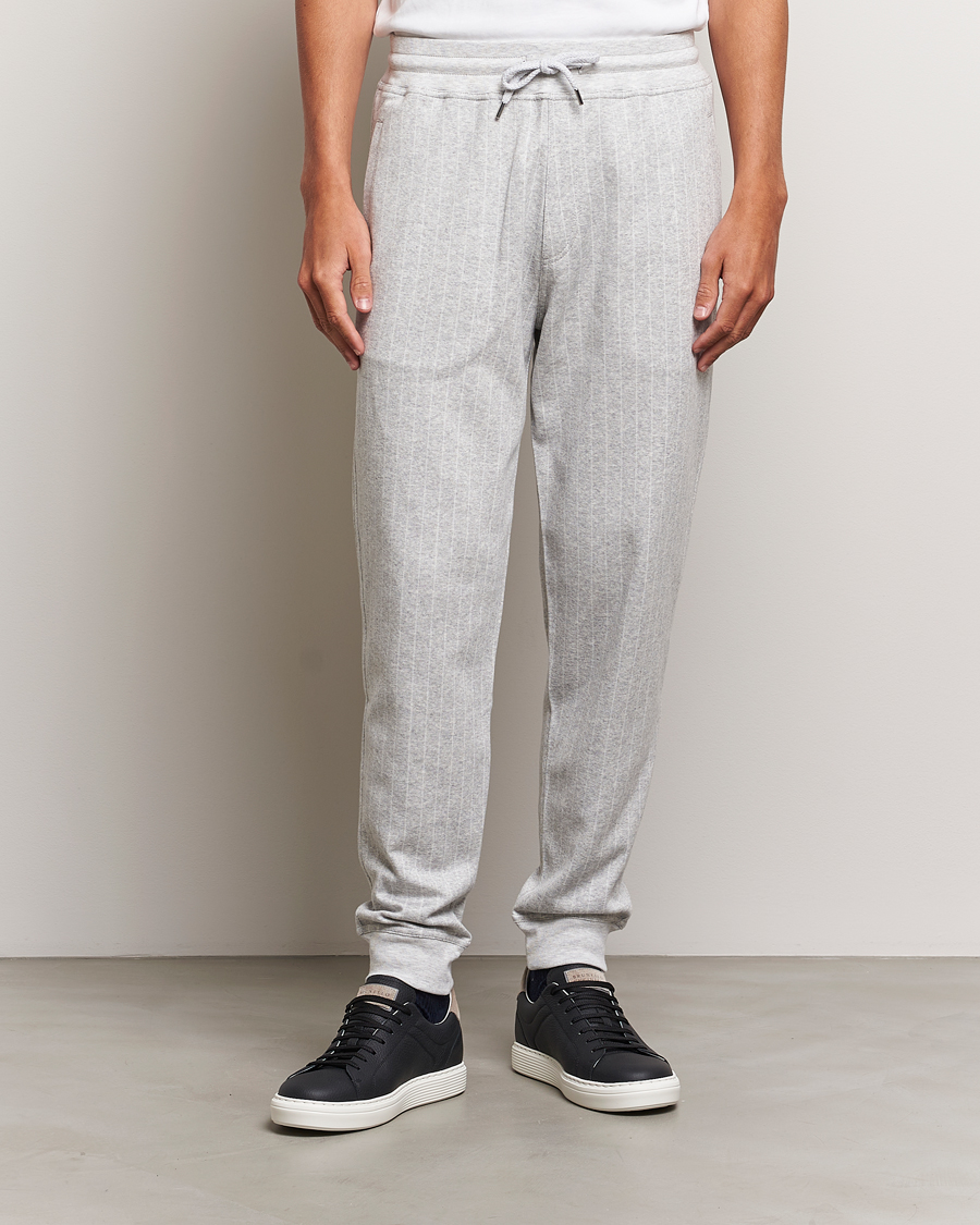 Uomini | Brunello Cucinelli | Brunello Cucinelli | Soft Pinstripe Sweatpants Pearl Grey