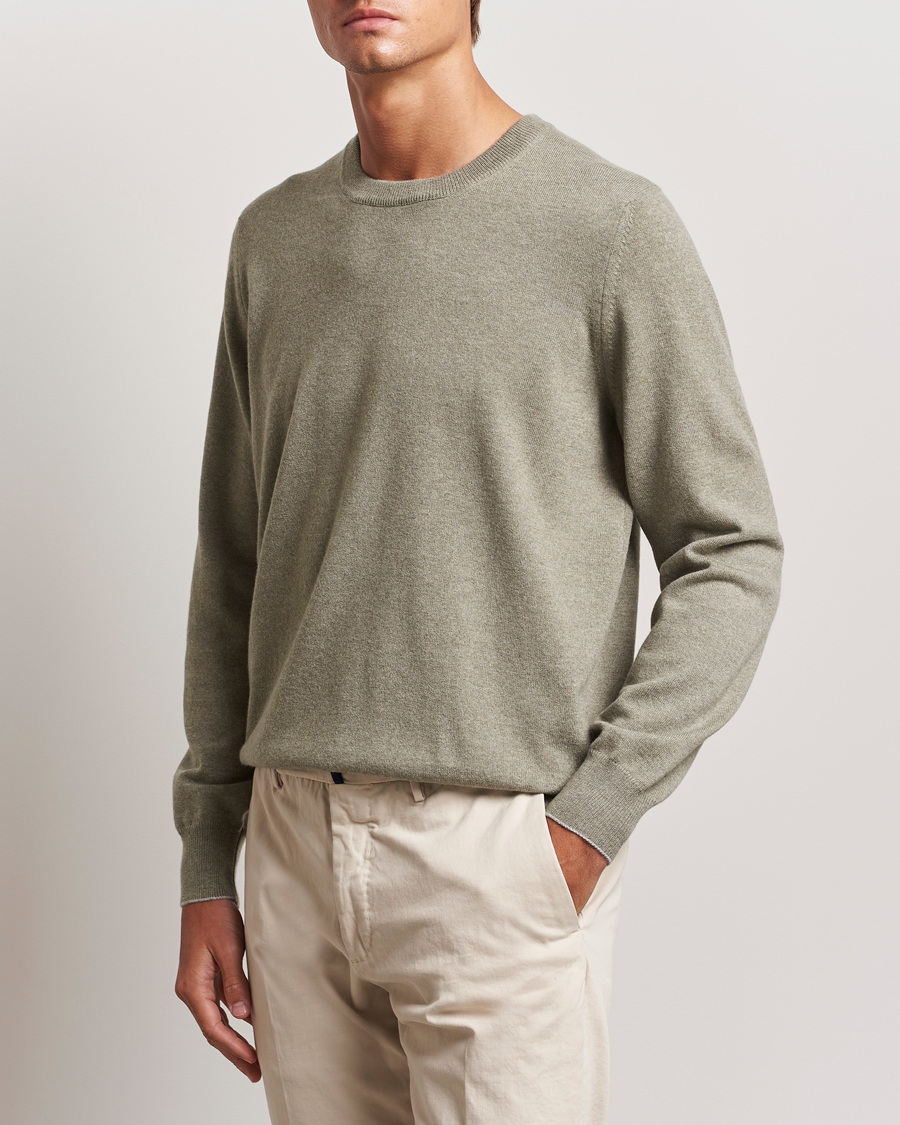 Uomini | Maglioni di cashmere | Brunello Cucinelli | 2 Ply Cashmere Pullover Olive