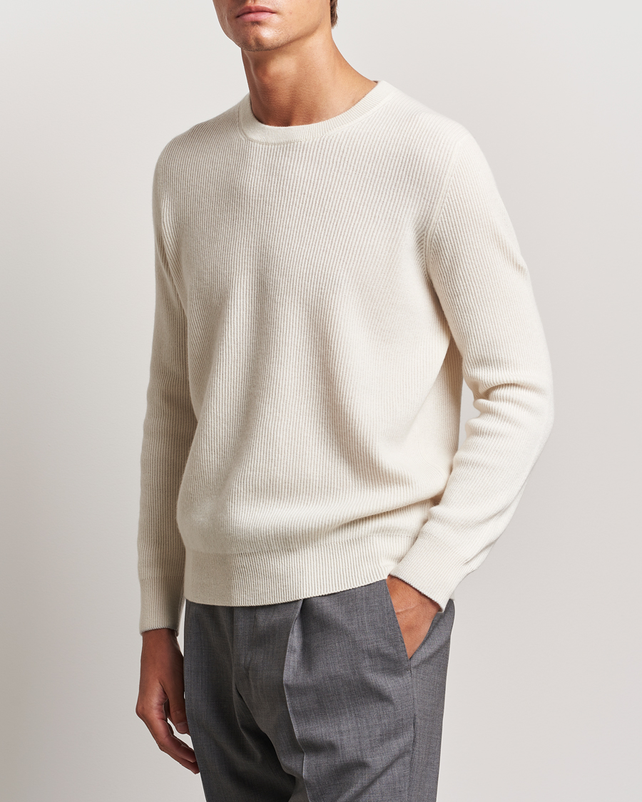 Uomini | Maglioni di cashmere | Brunello Cucinelli | Cashmere Rib Crew Neck Sweater Panama