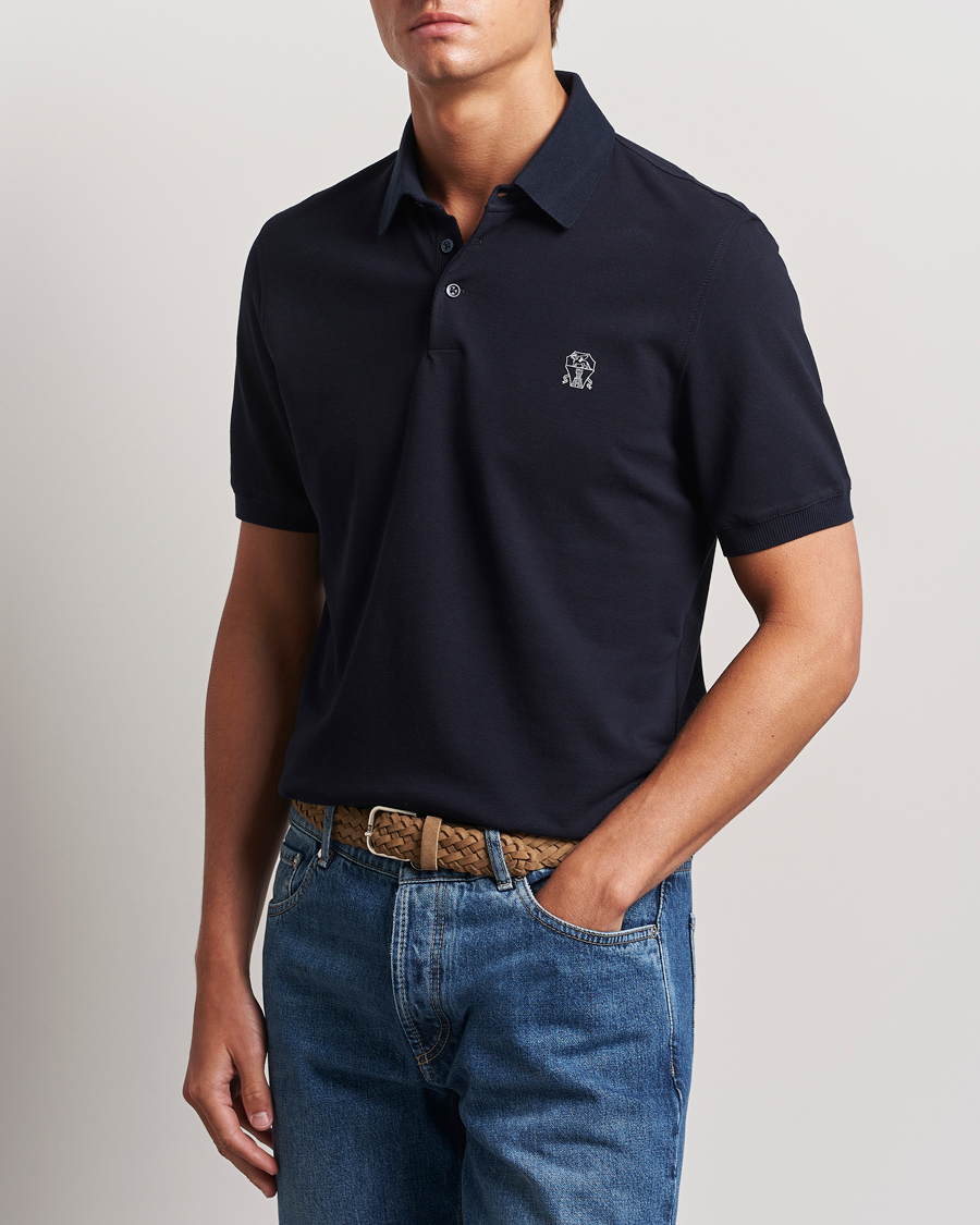 Uomini | Brunello Cucinelli | Brunello Cucinelli | Short Sleeve Logo Polo Navy