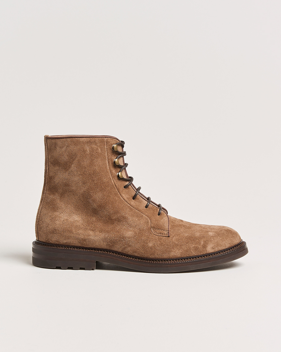 Uomini | Brunello Cucinelli Lace Up Boots Brown Suede | Brunello Cucinelli | Lace Up Boots Brown Suede