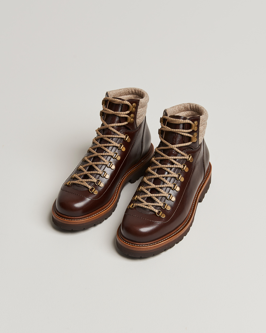 Uomini | Stivali con lacci | Brunello Cucinelli | Winter Boots Dark Brown Calf