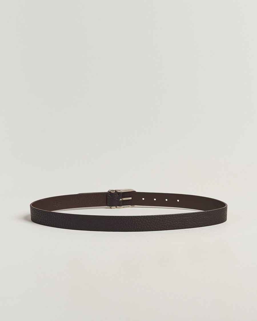 Uomini | Luxury Classics | Brunello Cucinelli | Grain Leather Belt Dark Brown