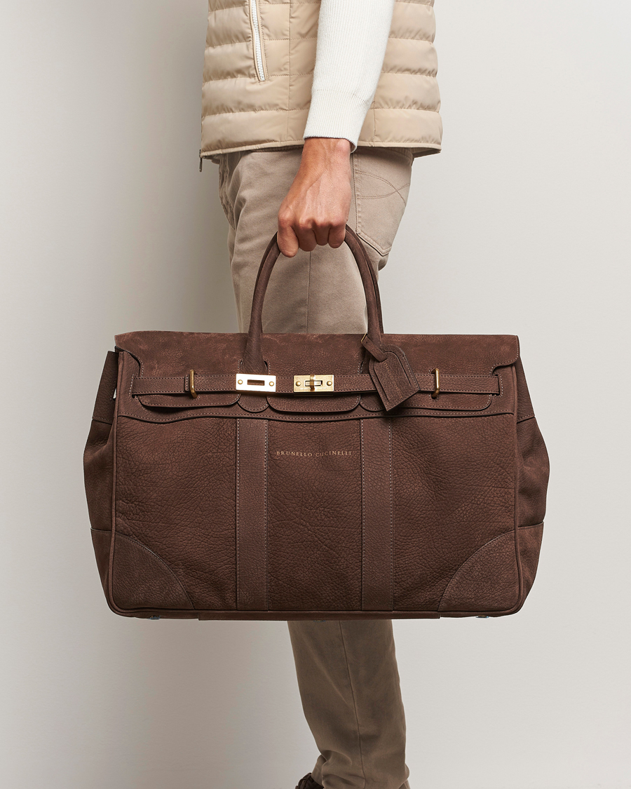 Uomini | Luxury Classics | Brunello Cucinelli | Grain Leather Holdall Dark Brown