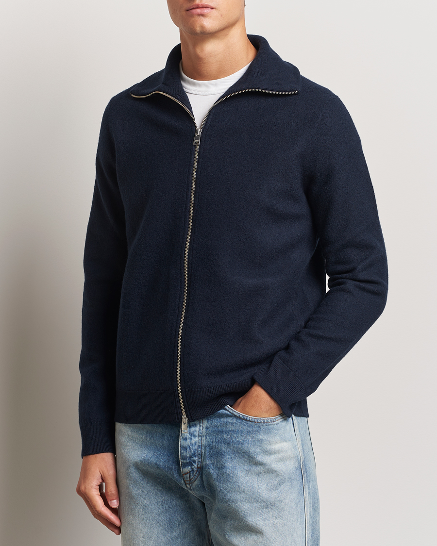 Uomini |  | Morris | York Knitted Zip Jacket Navy