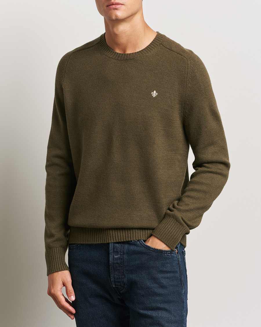 Uomini |  | Morris | Hertford Merino Crew Neck Olive