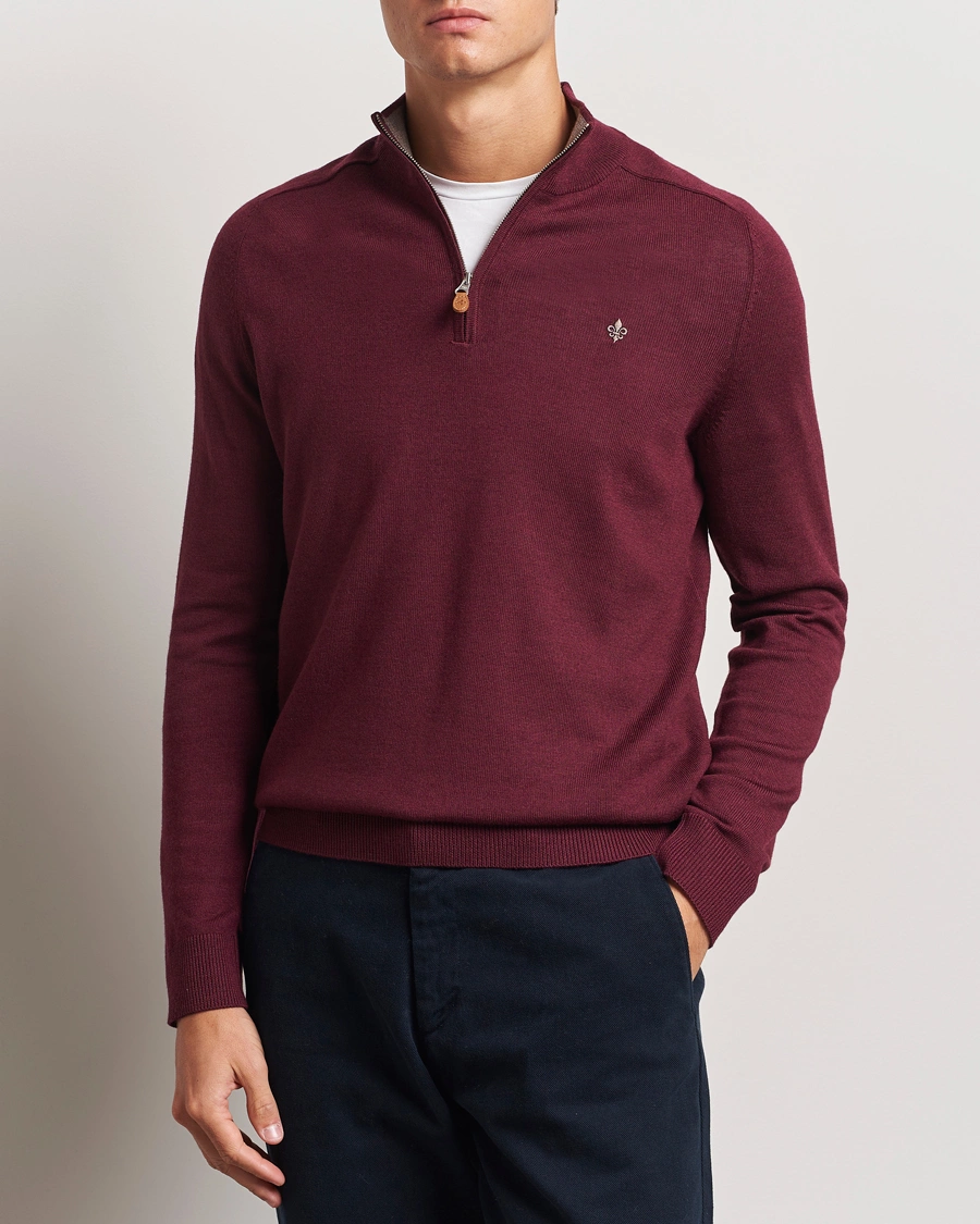 Uomini |  | Morris | John Merino Half Zip Wine Red