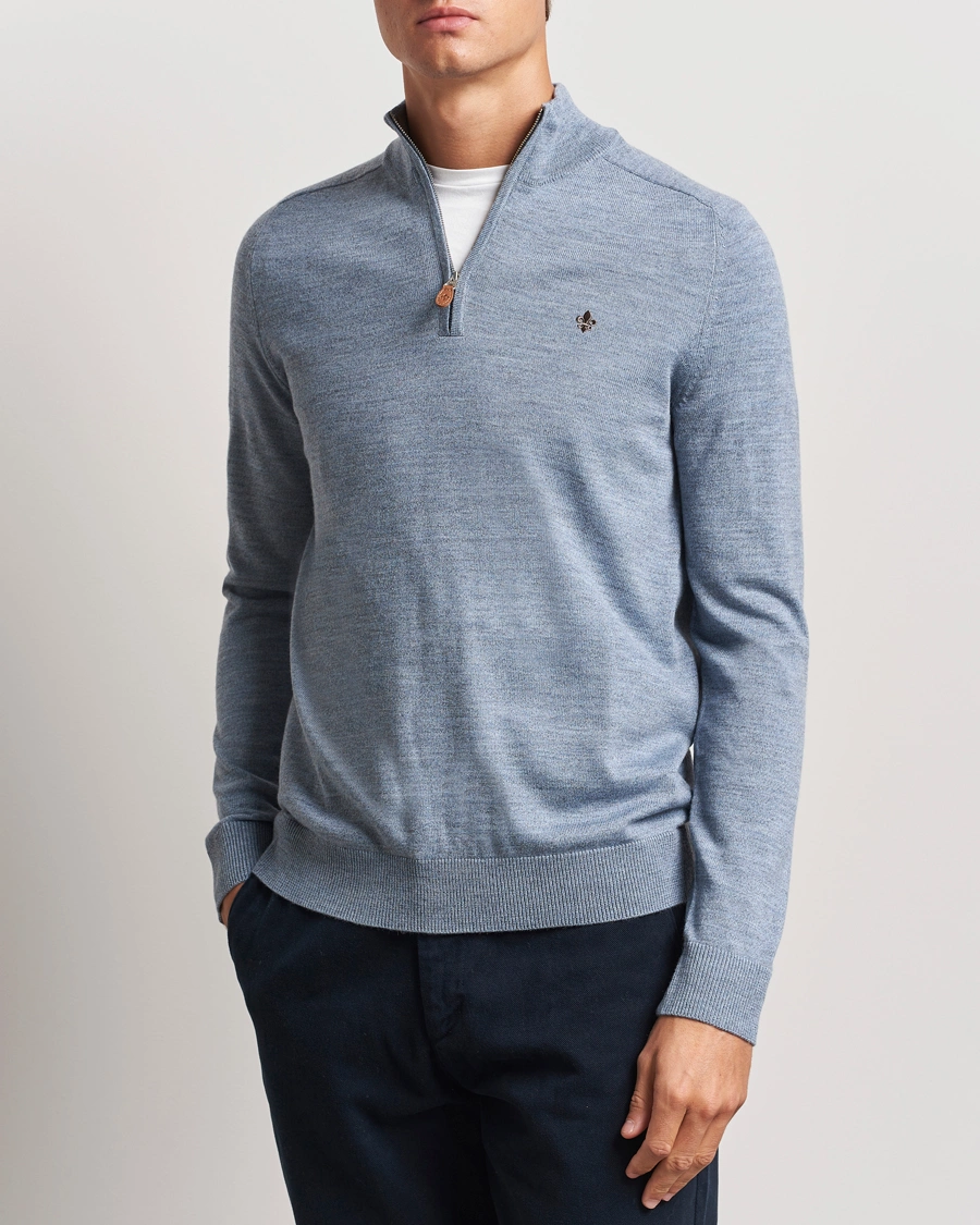 Uomini |  | Morris | John Merino Half Zip Light Blue