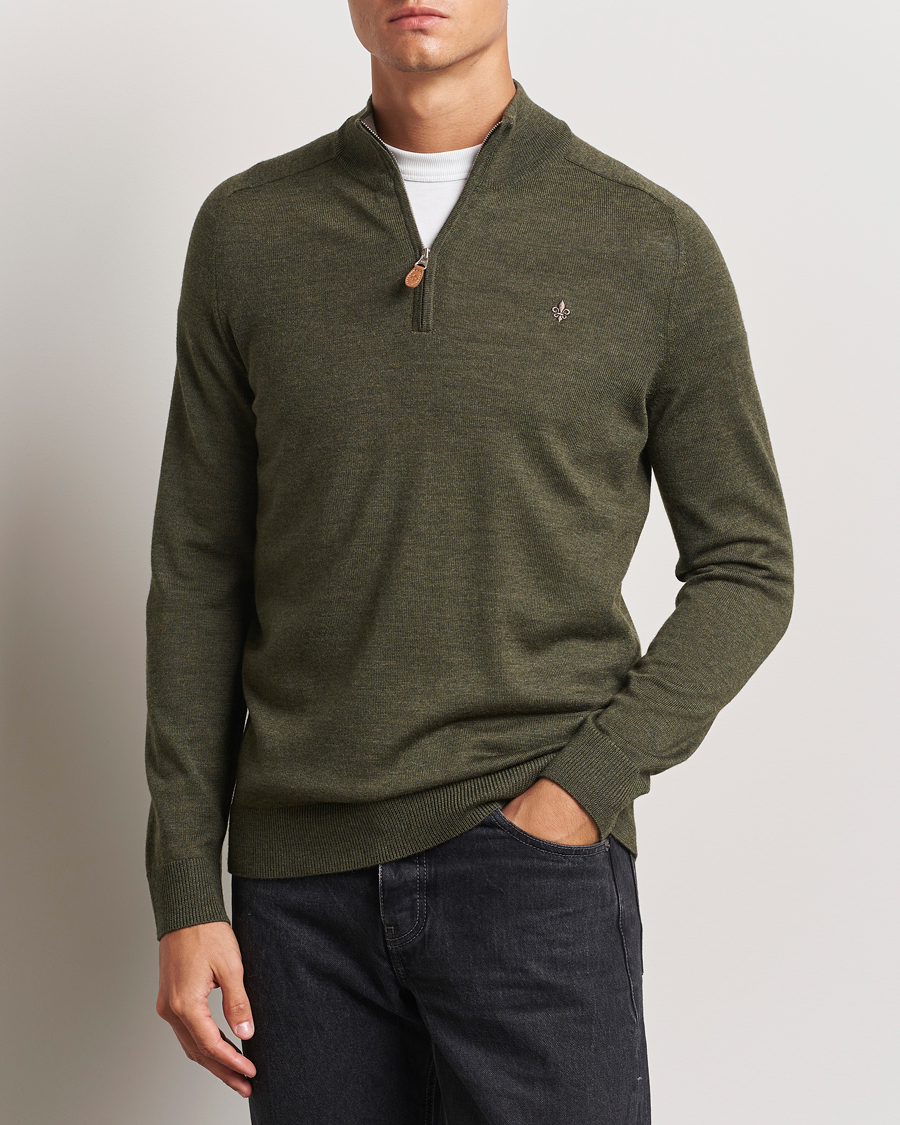 Uomini |  | Morris | John Merino Half Zip Olive