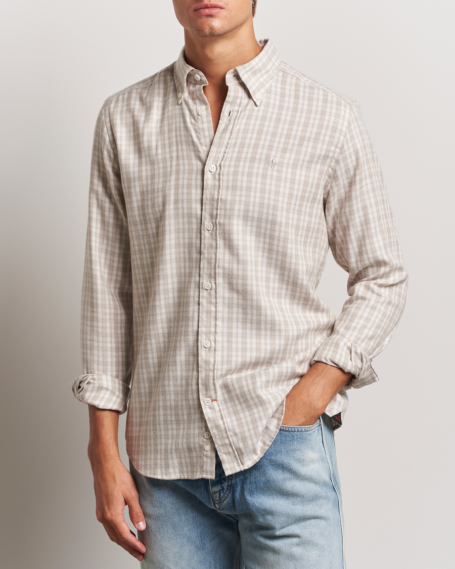 Uomini | Morris | Morris | Soft Check Flannel Shirt Khaki