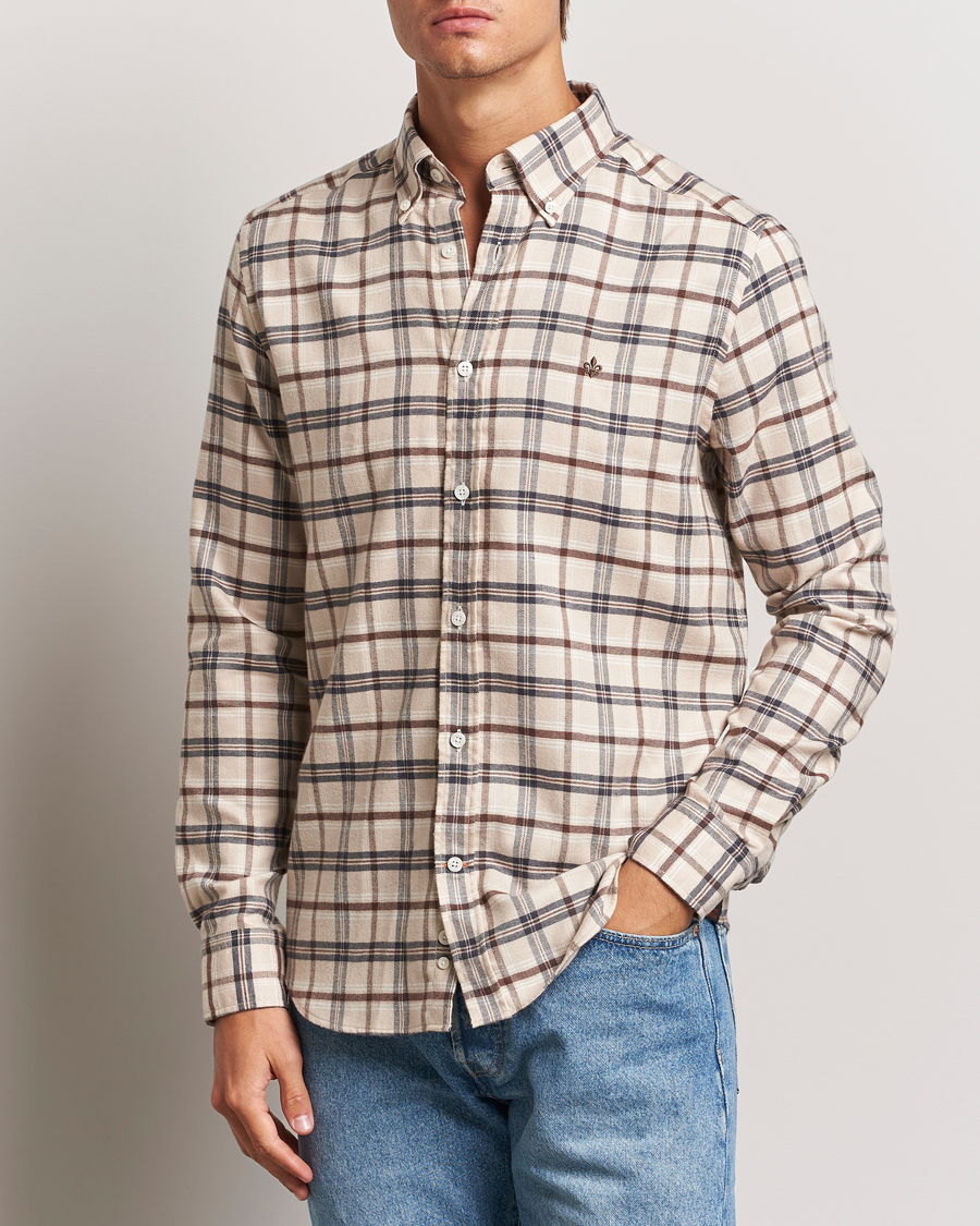 Uomini | Camicie | Morris | Soft Check Flannel Shirt Camel