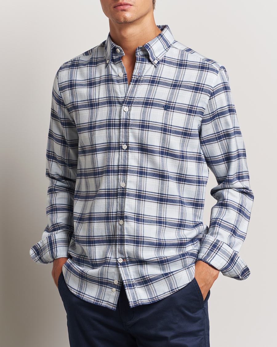 Uomini |  | Morris | Soft Check Flannel Shirt Blue