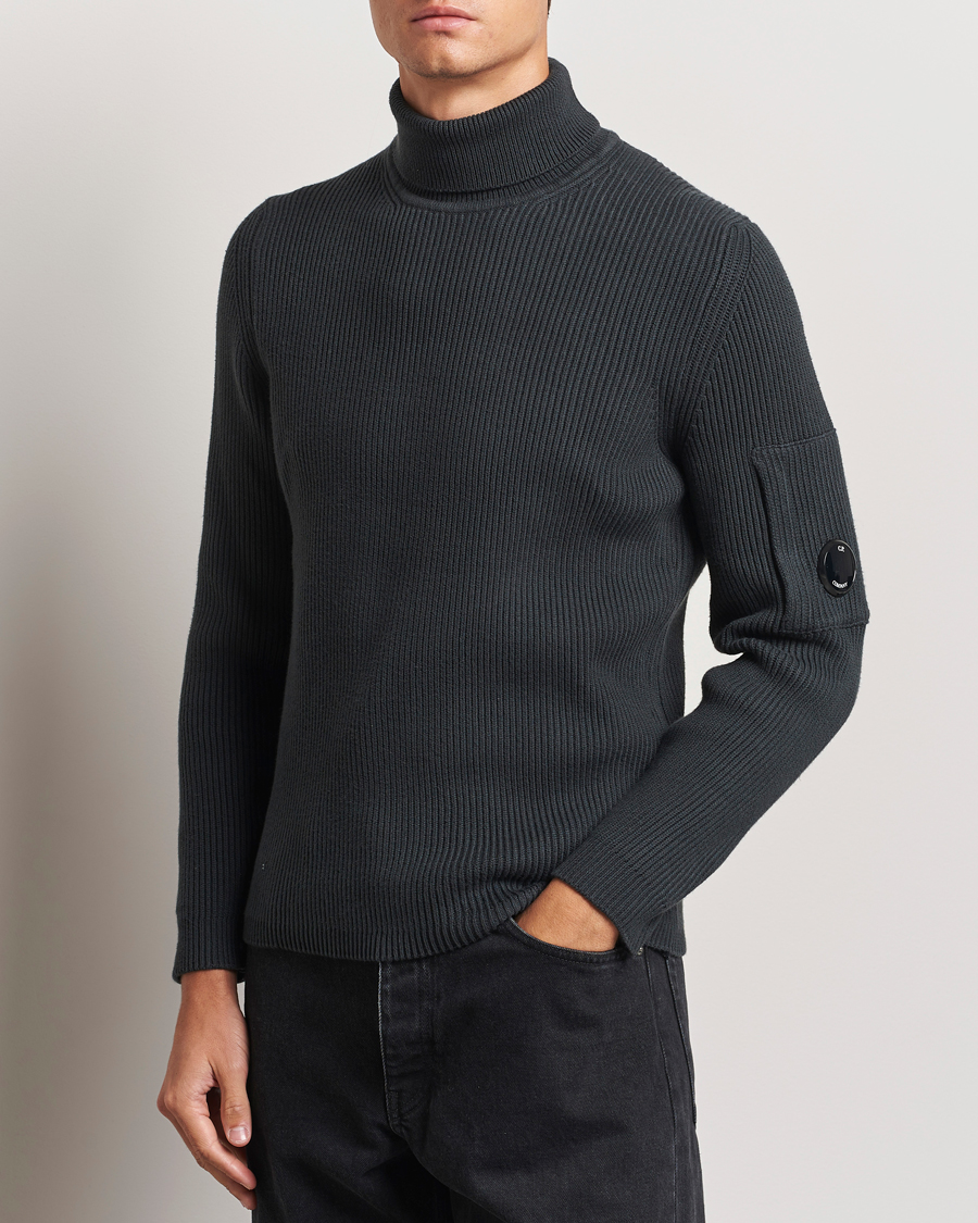 Uomini |  | C.P. Company | Full Rib Knitted Cotton Rollneck Grey Black